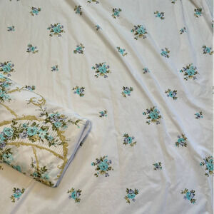 Vintage JP Stevens & Co Inc Double Fitted & Flat Floral Set Sheet